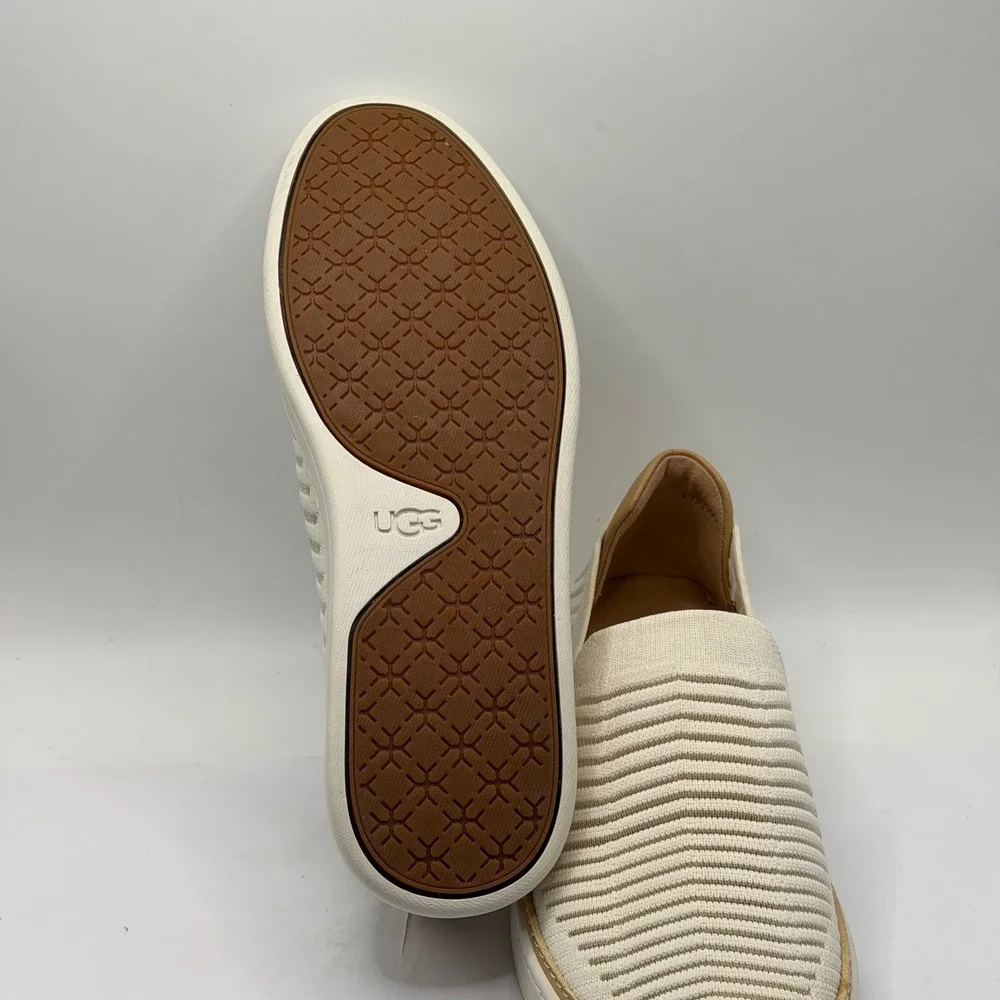 UGG Sammy Chevron Knit Slip-On Sneakers Cream Off White womens 7.5